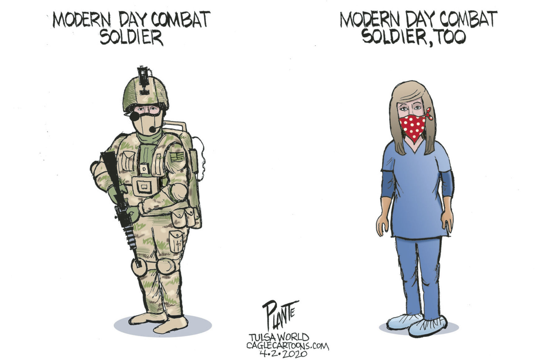 Bruce Plante Cartoon: Modern Day Combat